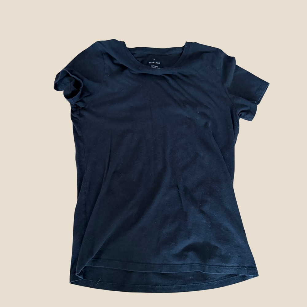 Everlane Womens Organic Cotton Crew Neck Short Sleeve T-Shirt Black Size M - Picture 2 of 5